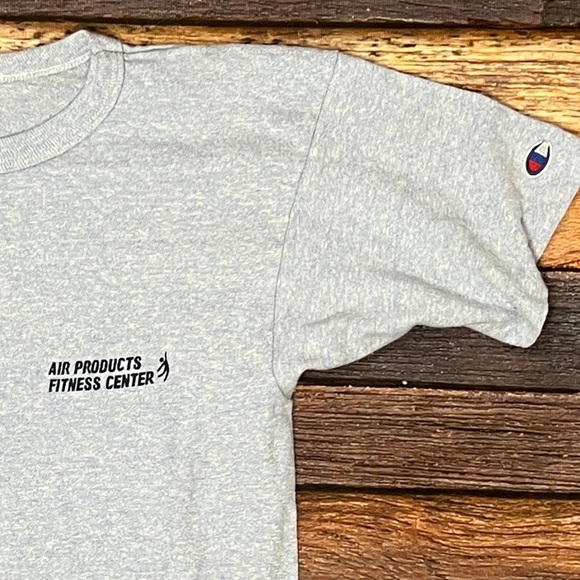 Vintage Blue Champion Air Products Fitness Center 1980s Crewneck Tshirt - Picture 3 of 5